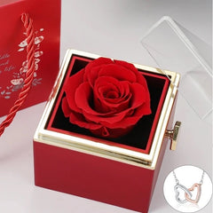 Eternal Rose Rotating Jewelry Box Transparent Lid With Gift Bag Ring Box Soap Flower Acrylic Rose Gift Box Wedding Party