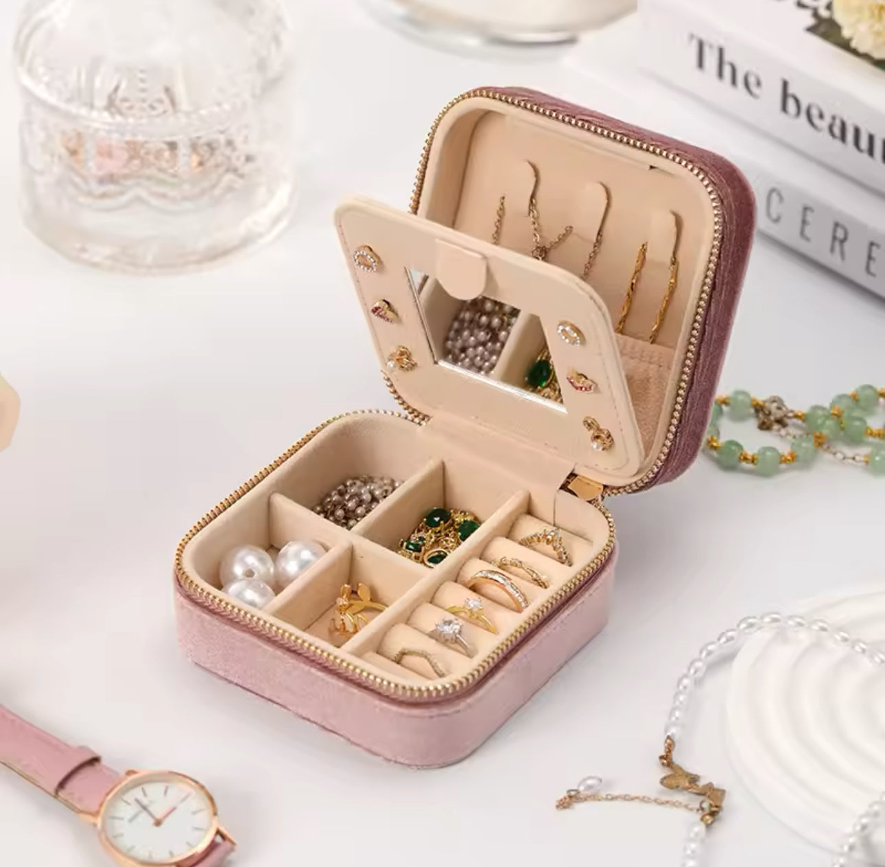 Clever Compartmentalized Design Small Body Hand Moving People Velvet Multifunctional Protection Jewelry Double Storage Box Cleve