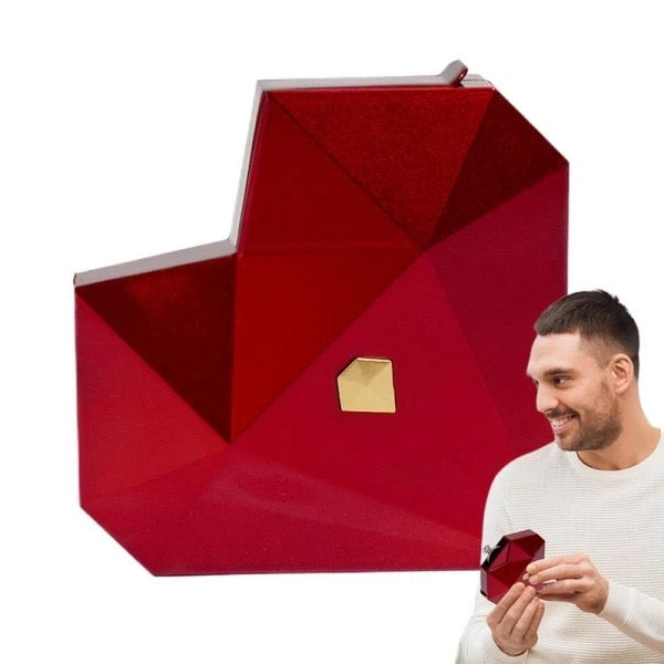 Engagement Ring Boxes Heart Shape Jewelry Case Red Box Soft And Smooth Soft Velvet Interior Ring Box For Wedding Engagement